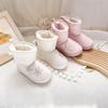 Japanese Winter Girls' Embroidered Snow Boots with Fleece Lining & Thickened Heel