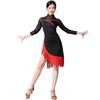 Autumn New Latin Dance Mesh Tassel Cheongsam Dress for Women - Practice & Performance