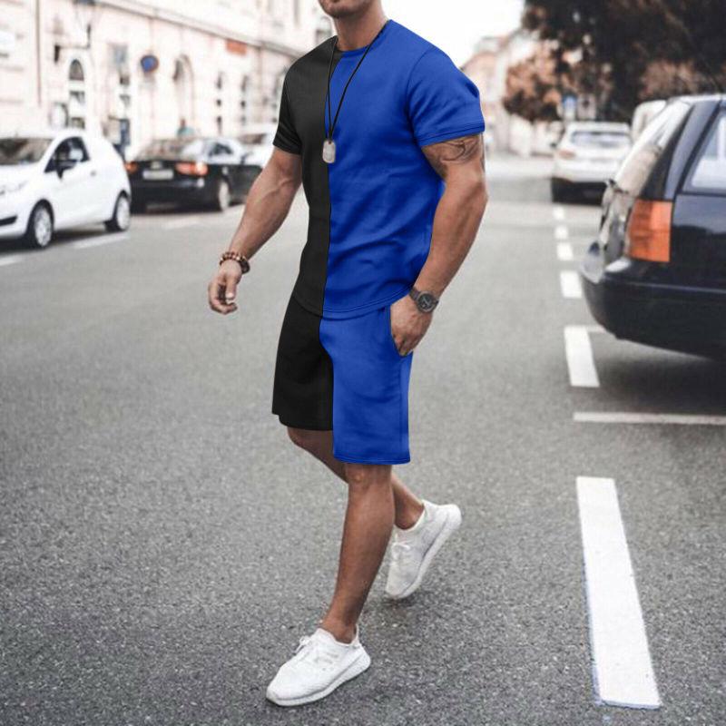 Summer Men's Casual Fashion Comfortable Sports Suit 2-Piece Set Street Wear Simple Pattern Crewneck Short Sleeve With Shorts