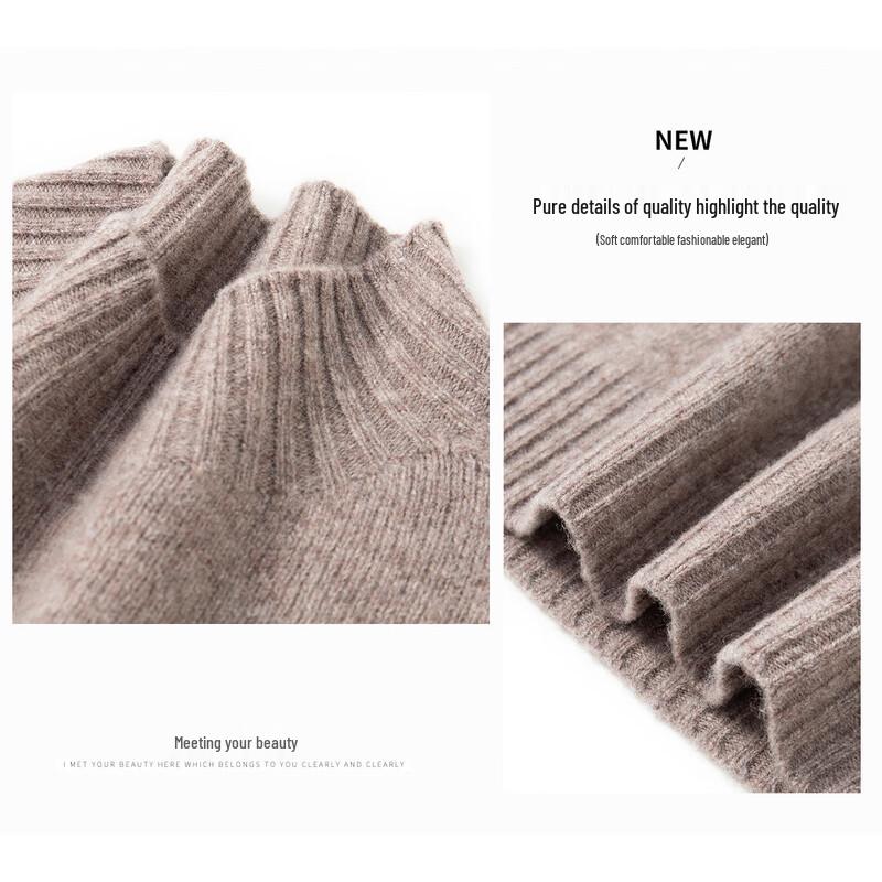 TUHUANG Women's Cashmere Wool Blend Half-High Neck Sweater