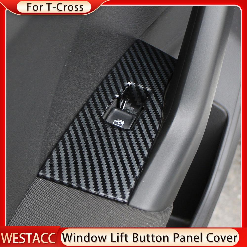 4Pcs Car Door Window Lift Panel Cover Sticker for Volkswagen VW T-Cross Tcross 2018    2022 2023 LHD