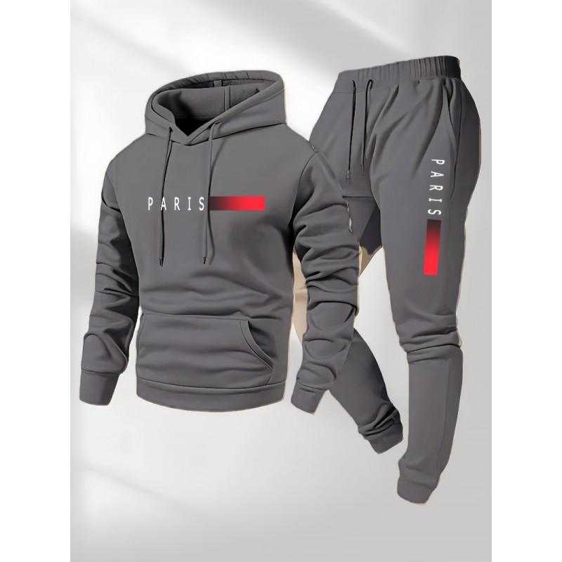 Mens Hoodie Sweatpants Set Casual Sportswear Thick Fall Winter Outfit