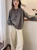 Women's Heavyweight Wool Round Neck Sweater, Autumn/Winter Korean Style, Twisted Cable Knit, Long Sleeve, Warm Cashmere Base Layer