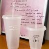 1pc milk tea cup frosted transparent PP cartoon plastic straw cup single-layer transparent plastic coffee straw cup