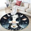 Cute Cow Round Area Rug,Carpet Rug for Living Room Bedroom Sofa Playroom Decor,Non-slip Floor Mat