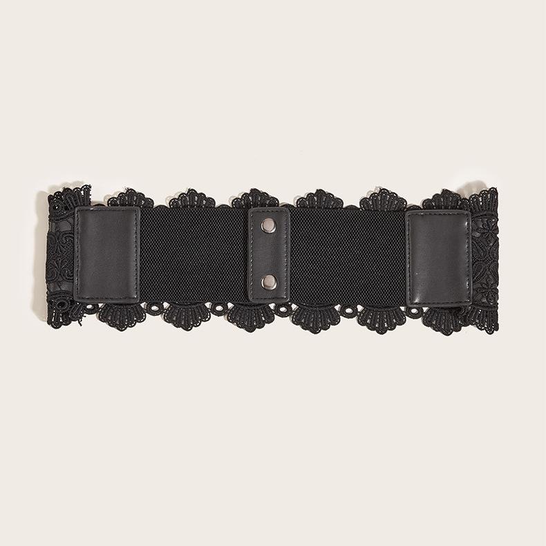 Waist Seal Women'S Outer Fabric Belt With Dress Waist Lace Decoration Elastic Elastic Width