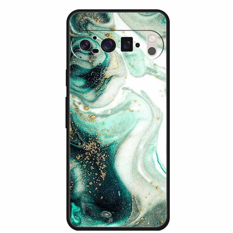 For Google Pixel 9 Pro XL Cellphone Case Luxury Protector Soft Silicone Cover for Google Pixel 9Pro XL Marble Soft Black Funda