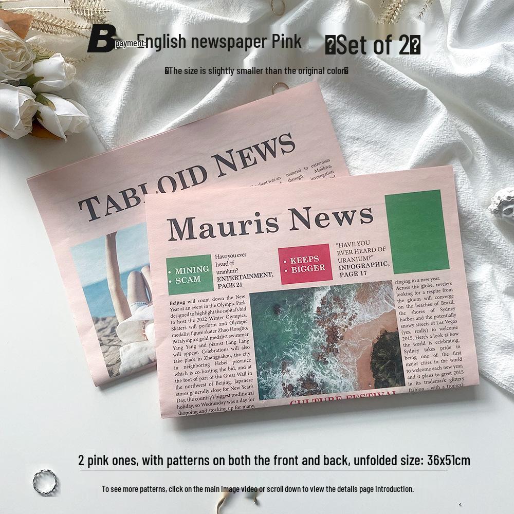 Vintage English Newspaper Photo Props: Fashion Cards & Food Photography Background Decorations In INS Style