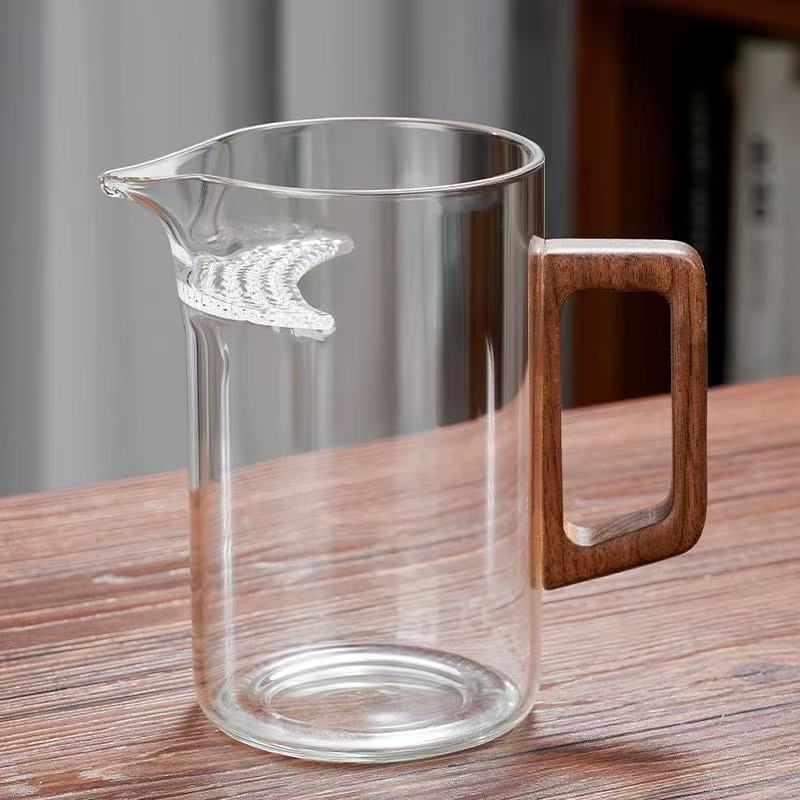 Domowy kubek z drewnianą rączką odporny na wysoką temperaturę, kubek do herbaty z separatorem, szklany kubek do herbaty, szkło borokrzemowe, kubek na wodę, kubek do herbaty