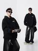 Men's Autumn Black Demon Cat Print Heavyweight Loose Fit Hoodie