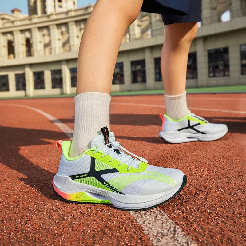 Li Ning Young Lightweight Sports Practice Non-Slip Wear-Resistant Low-Top Running Shoes Kids sneakers White Green YKFT030-51