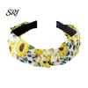 Women Wide Headband Hairband Flower Printed Knotted Cloth Head Band Fashion Adjustable Knot Hairbands Non Slip Hair Accessories for and Girls
