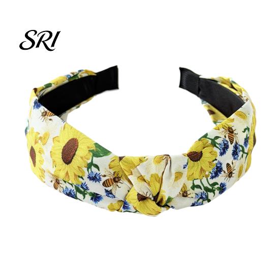 Women Wide Headband Hairband Flower Printed Knotted Cloth Head Band Fashion Adjustable Knot Hairbands Non Slip Hair Accessories for and Girls
