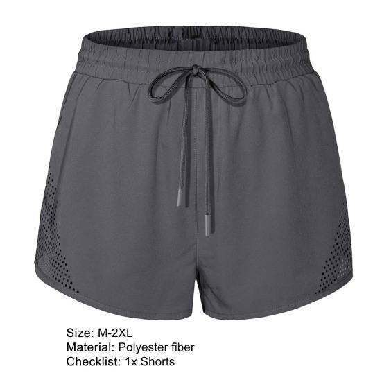 Hidden Zipper Pockets Loose Lounge Shorts with Breathable Holes Women Running Elastic Waist Drawstring Yoga Shorts Female Clothing