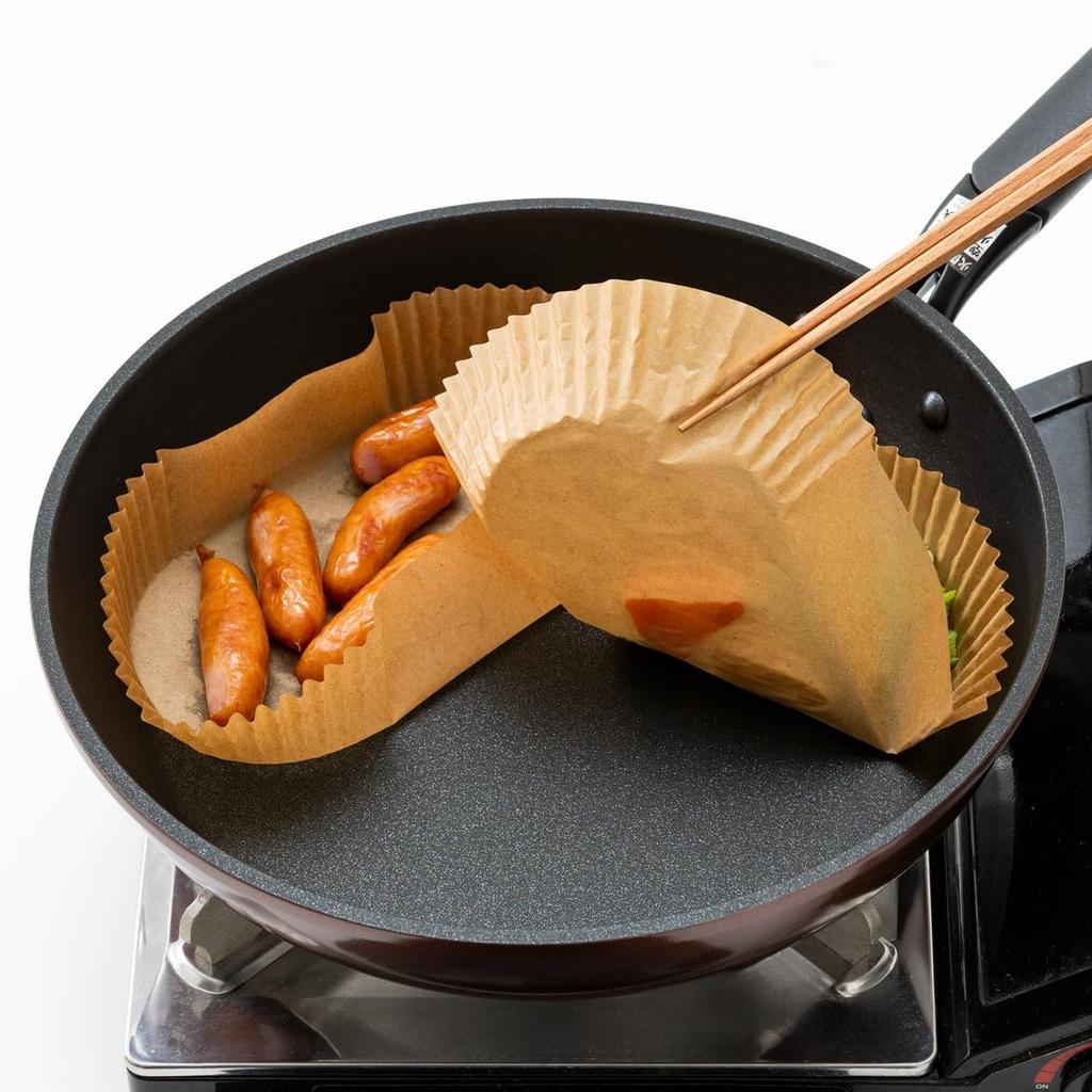 Alutem Unbleached Frying Pan Sheet Half Oval Shape 60 Pieces Heat Resistant 250C Made in Japan
