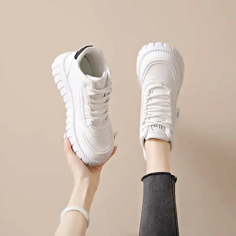 Fashion Synthetic Leather Tan Woman Boots For Lady Therapeutic Luxury Design Sneakers White Skateboard Shoes Sport Classical