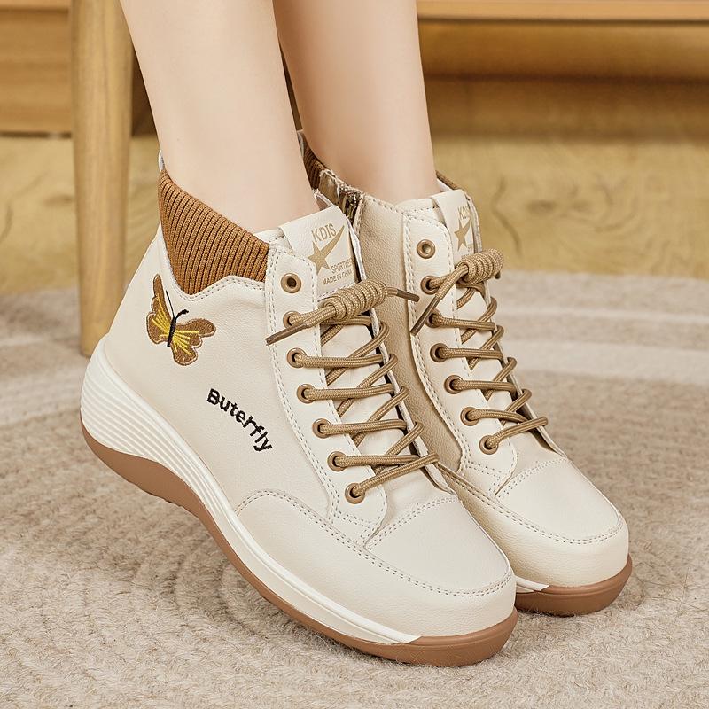 Herbst/Winter 2025 Damenmode Butterfly Wedge Stiefel - Dicke Sohle, Bequeme Passform