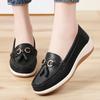 Women Black Leather Office Business Shoes Platform Loafers Casual Thick Sole Elevator Slip On Shake Shoes Large Size