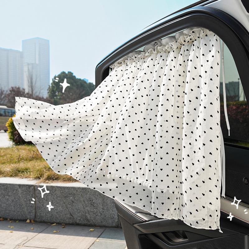 Car Sun Shade Blackout Curtains - Baby Window Protection with Suction Cup Mesh for Side Privacy