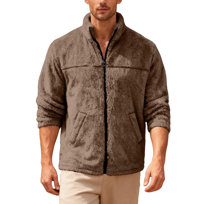 Men s Zipper Up Polar Fleece Jackets Lightweight Athletic Fall Winter Warm Fuzzy Soft Jacket Mock Neck Thick Outwear Coat Hiking Jackets for Men XXXL темно-коричневого 2790₽