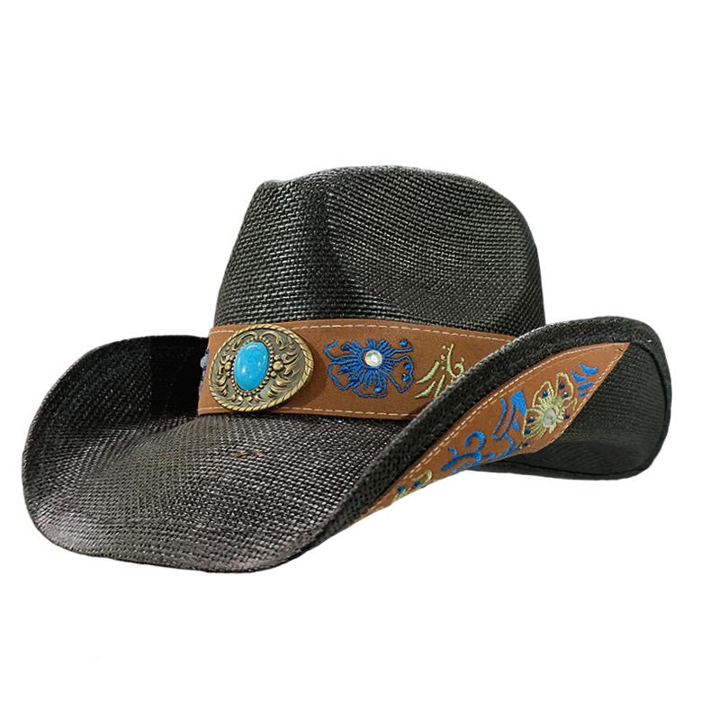 cowboy straw hat wholesale natural corn grass handmade cowboy hats For Men And Women Sun Protection Hats Outdoor Wide Brim cap