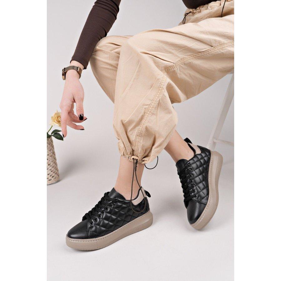 Damen-Sneaker aus echtem Leder mit dicker Sohle