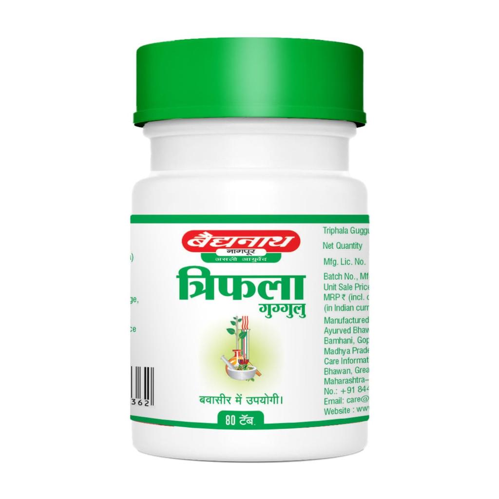 Baidyanath Asli Ayurved Triphala Guggulu Tabletten zur Verdauungs- & Immunitätsunterstützung 80 Tabletten pro Packung à 2 | Pflanzliche Reinigungs- & Wellness-Ergänzung