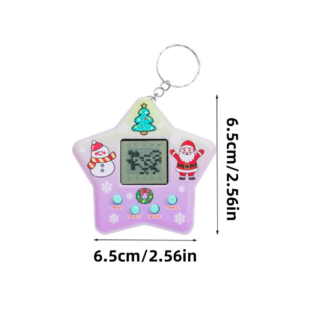 1pc Handheld Game Console Toy CHristmas Keychain Originality Star Shaped Electronic Pet Backpack Pendant Decor Gift