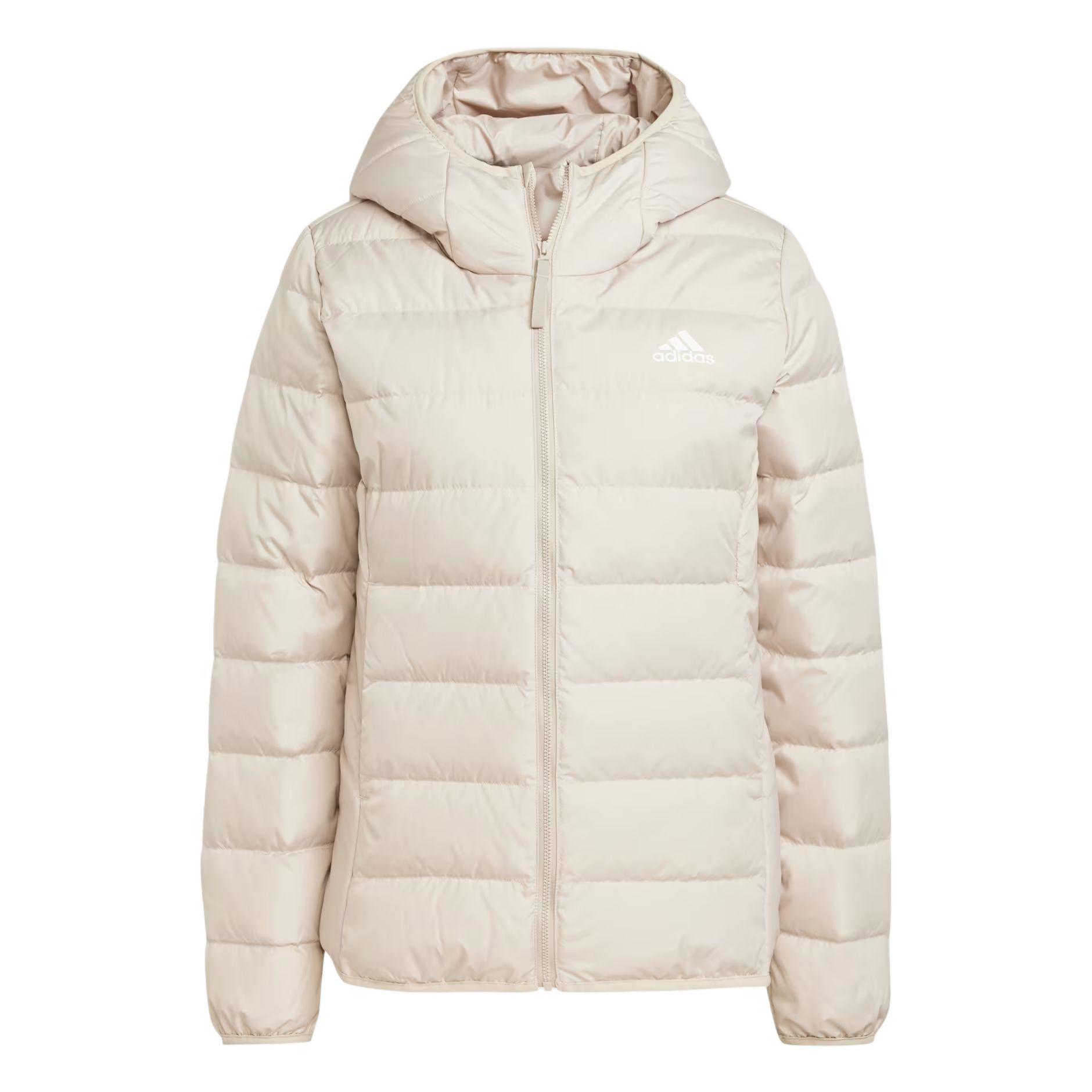 Adidas Essentials FW24 Lightweight Minimalist Warm Waterproof Hooded Duck Down Jacket Women Jacket Beige IX8930 S