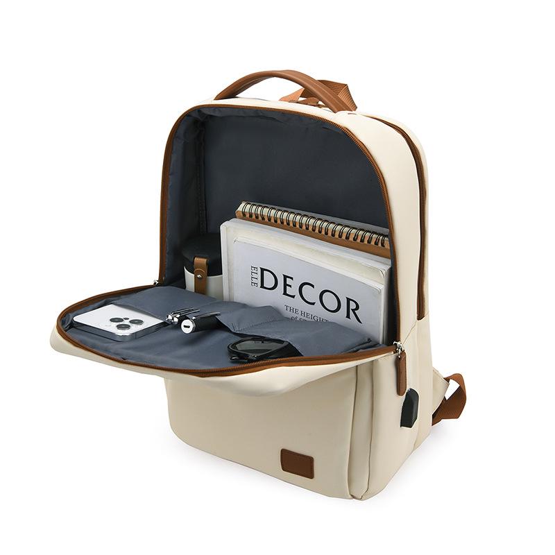 Versatile Large Capacity Color Block Business Travel Backpack