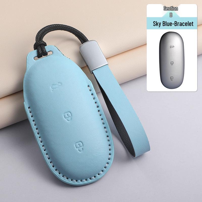 Dreifarbige PU-Leder-Autoschlüsselhülle für Ideal L6-L9