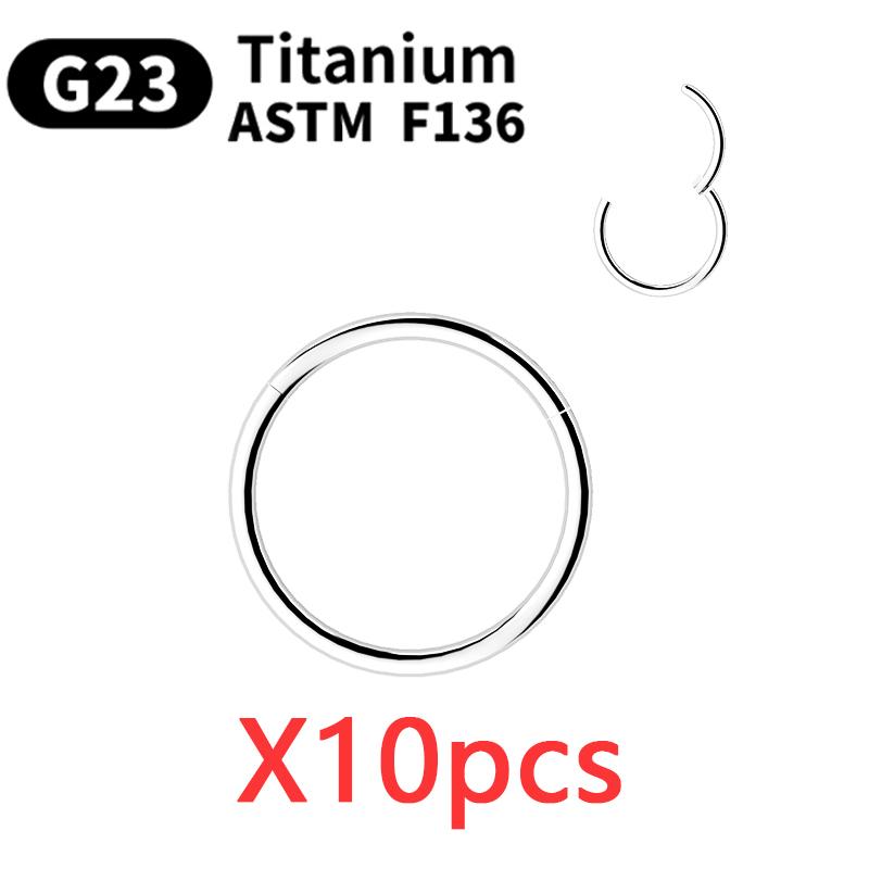 10/50Pcs Hoop Earring G23 Titanium Nose Ring For Women Piercing Jewelry Lip Ear Ring Hoop Mixed Body Clips Hinge