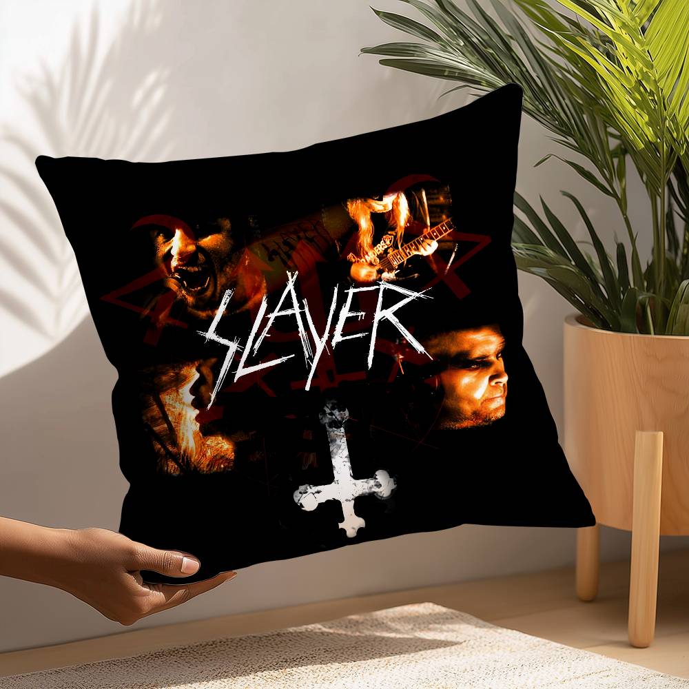Classic Band S-Slayer Pillow Case Square Double‑Sided Print Cushion Case For Sofa Home Bedchamber Decor Gift