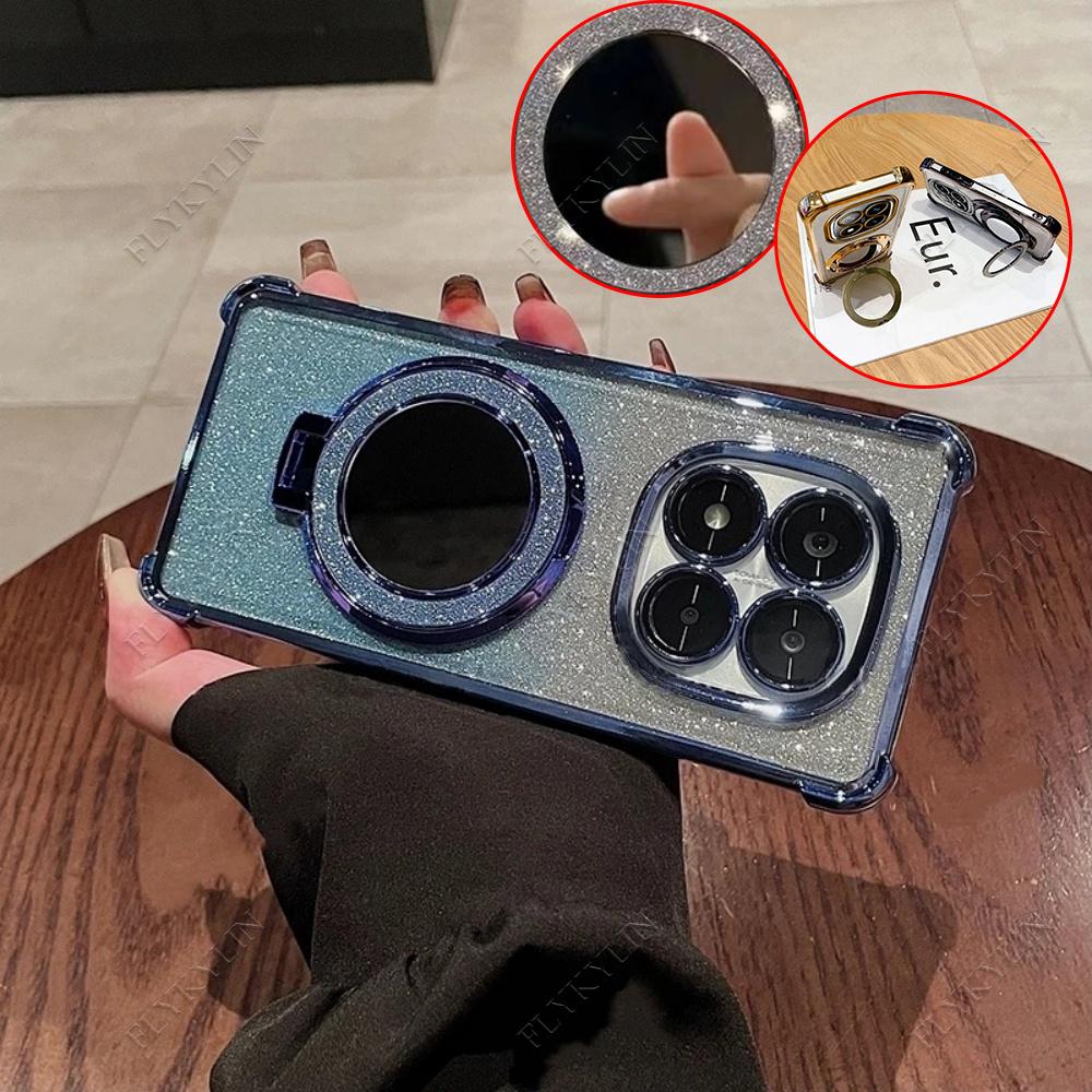 

FLYKYLIN Роскошный Зеркальный Кронштейн Блестящий Чехол для Телефона Для Honor Magic 7 Lite X9A X9B X9C X6A X6B X8B X8C X7A Чехол Силиконовая Накладка For Honor X8C