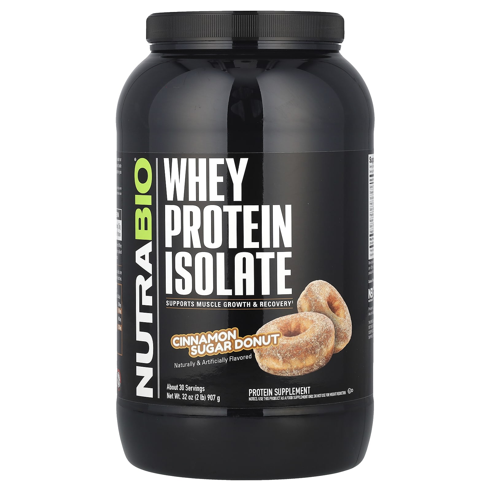 

NutraBio, Whey Protein Isolate, Cinnamon Sugar Donut, 2 lb (907 g)