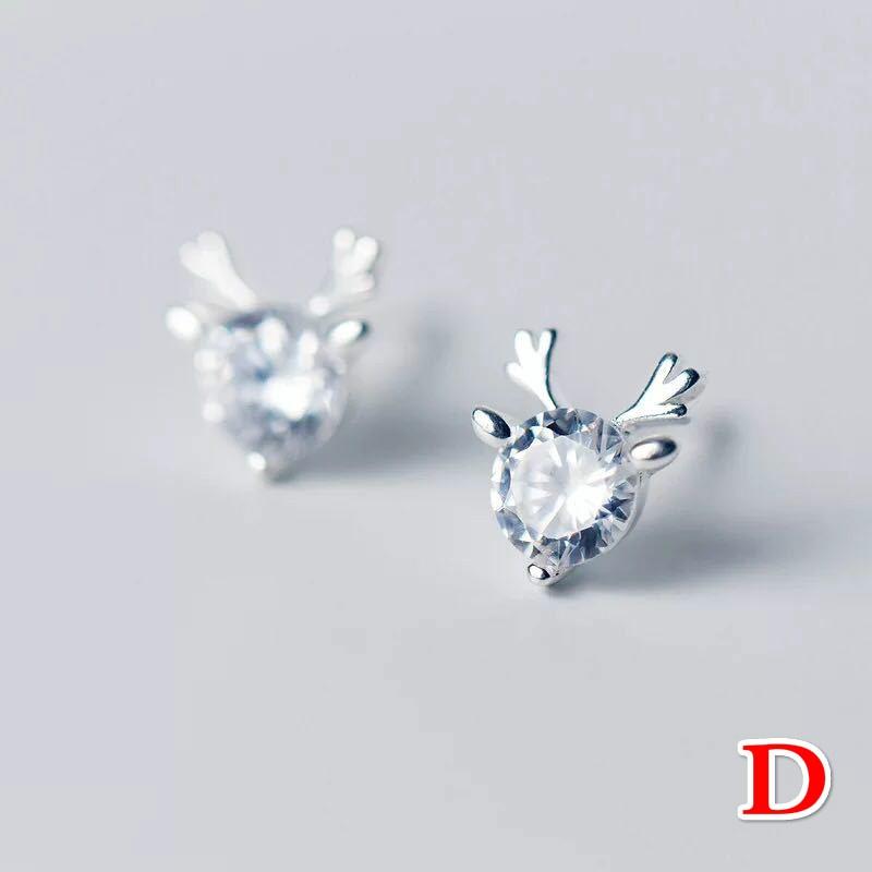 Women Christmas Crystal Elk Stud Earrings Fashion Jewelry Gift Christmas Ornaments