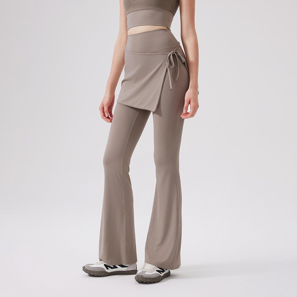 Sweatpants two-piece set, high waist cool antibacterial yoga pants, fart curtain wear, running breathable fitness bell pants