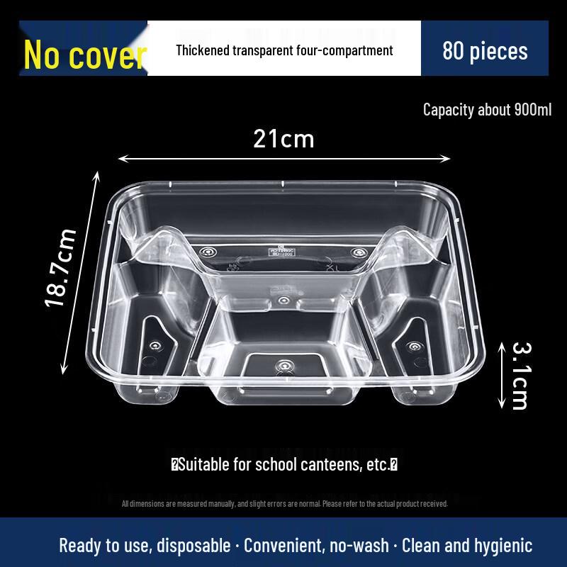 ZISIZ Disposable Multi-Compartment Transparent Plastic Meal Boxes