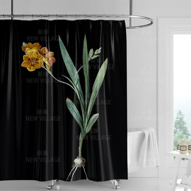 Minimalistický sprchový závěs s rostlinným motivem, moderní dekorace koupelny a toalety, soukromý závěs 180x180cm voděodolný sprchový závěs