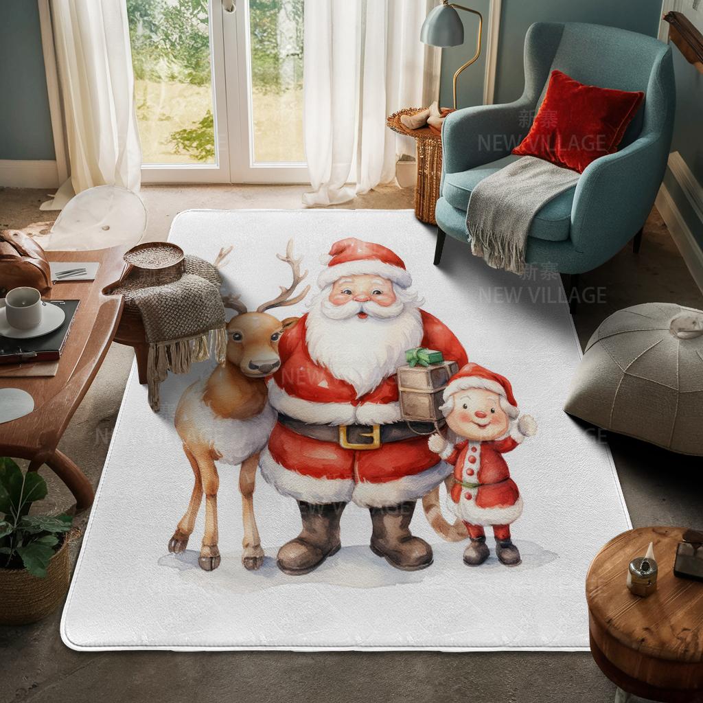 House Entrance Carpet Home Door Mat Living Room Bath Foot Bathroom Non-slip Water Absorption Rugs Bath Merry Christmas Winter
