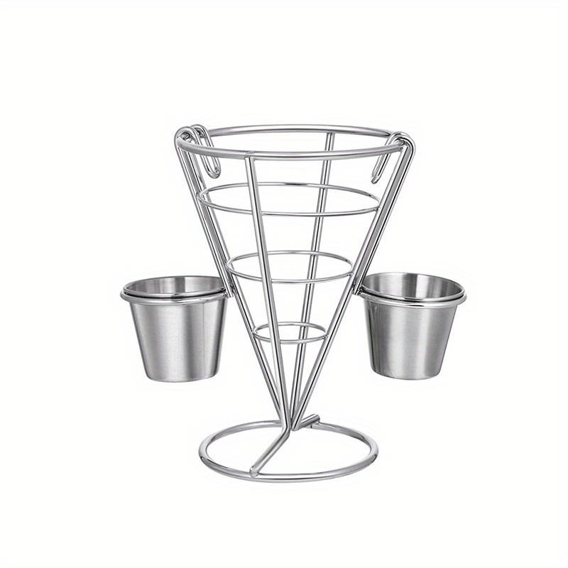 Metal French Fry Basket Mini Cone Shaped Restaurant Kitchen Food Basket with Anti-Scald Handle