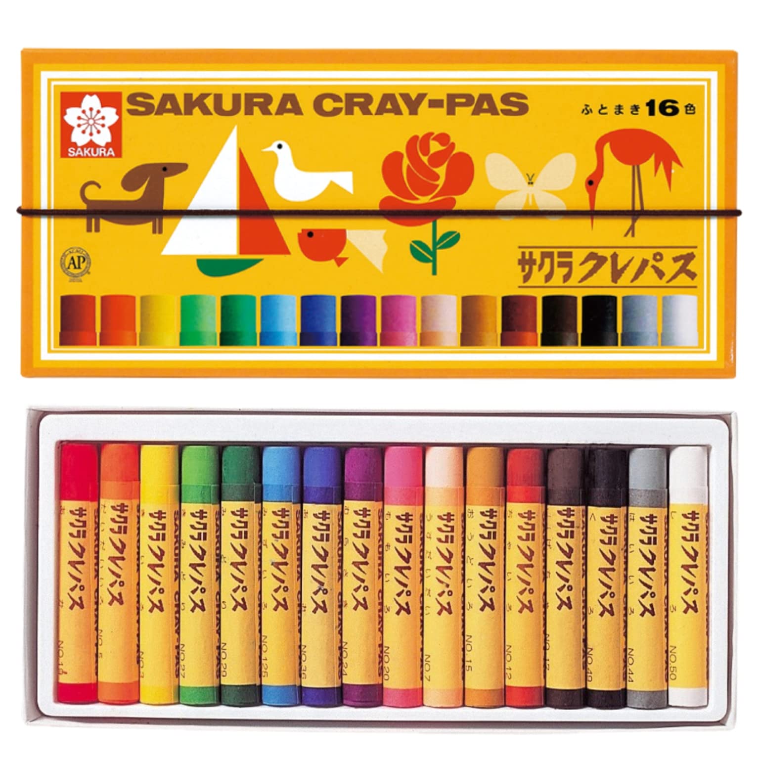 Sakura Craypas 16 с резинкой, Цветные карандаши, Цвета, (LP16R)