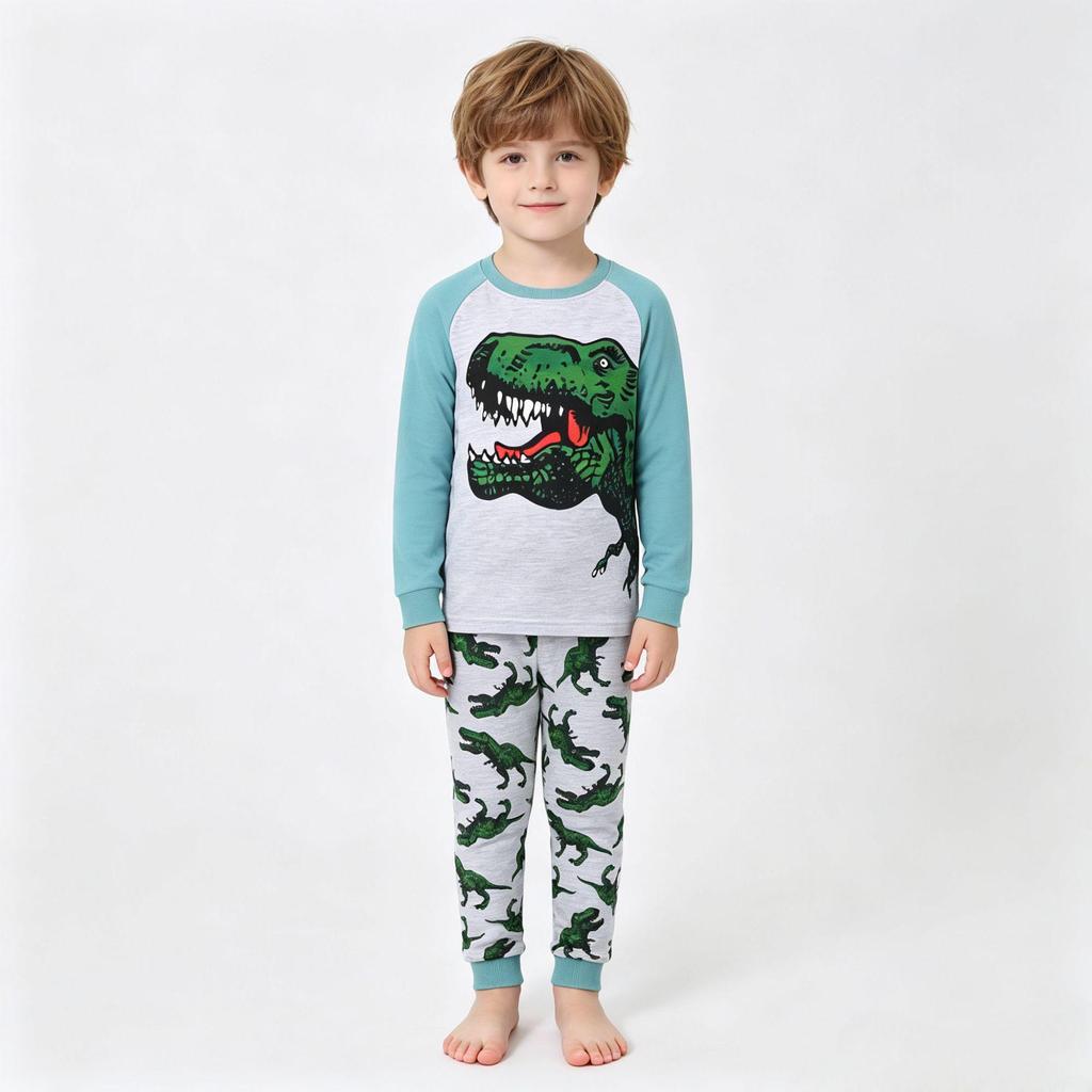 New Kids Dinosaur Cartoon Pajama Set - Children's Homewear