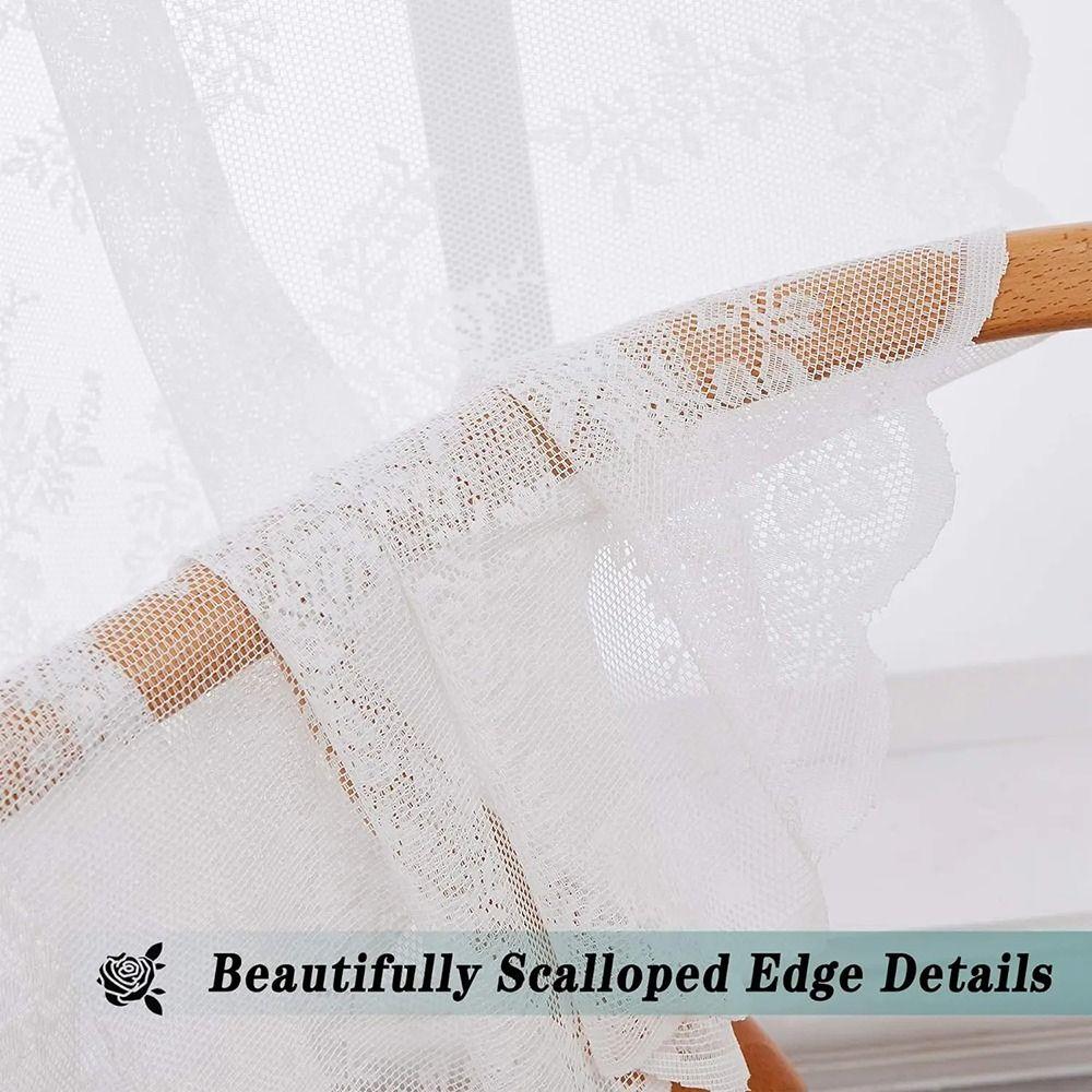 1Pcs Rod Pocket Lace Curtain 150x200cm Window Drape Shades New Sheer Curtain  Living Room Decoration