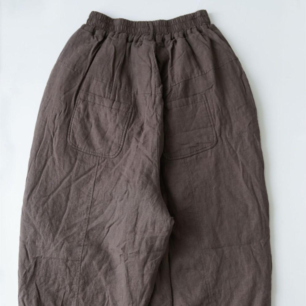 Johnature Women Vintage Winter Thick Pants Solid Color Patchwork Pockets Loose Trousers Warm Female Pants