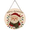 Vintage Santa Claus Print Round Wooden Hanging Plaque Natural Solid Wood Texture Wall Decor Door Sign Christmas Festive Home Gift Ornament
