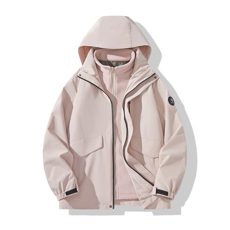 Autumn and Winter Three-in-one Outdoor Jacket Silver Fox Velvet Waterproof, Windproof and Anti-fouling Jacket High-quality Couple