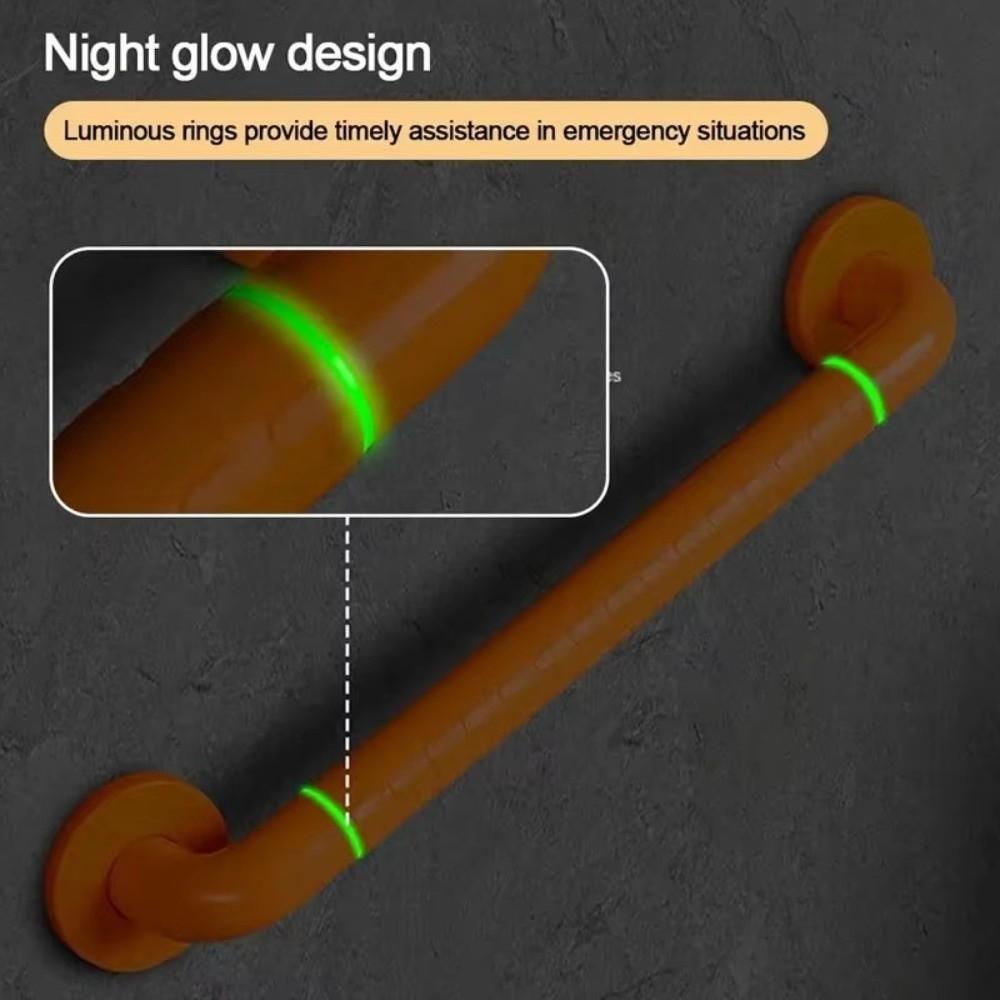 Stainless Steel Bathroom Handrail with Illuminated Ring Anti-Slip Granules Bathroom Balance Bars Thicken Advanced Auxiliary