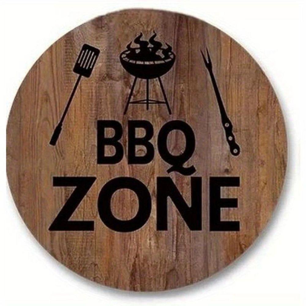 Metal Poster Round BBQ Beer Outdoor Wall Art Decor
