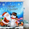 Cartoon Christmas Shower Curtain Child Kids Bathroom Santa Claus Snowman Snow Funny Animals Xmas Waterproof With Hooks Curtains